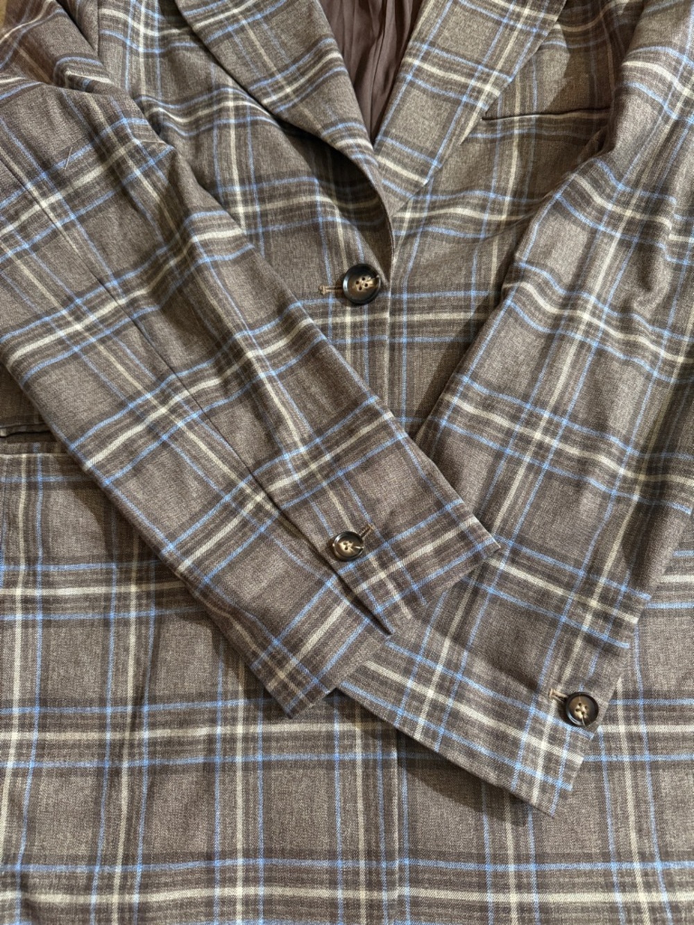 Lovers + Friends Plaid Brown/blue Oversized Blazer Jacket - Women's size small - Picture 15 of 16